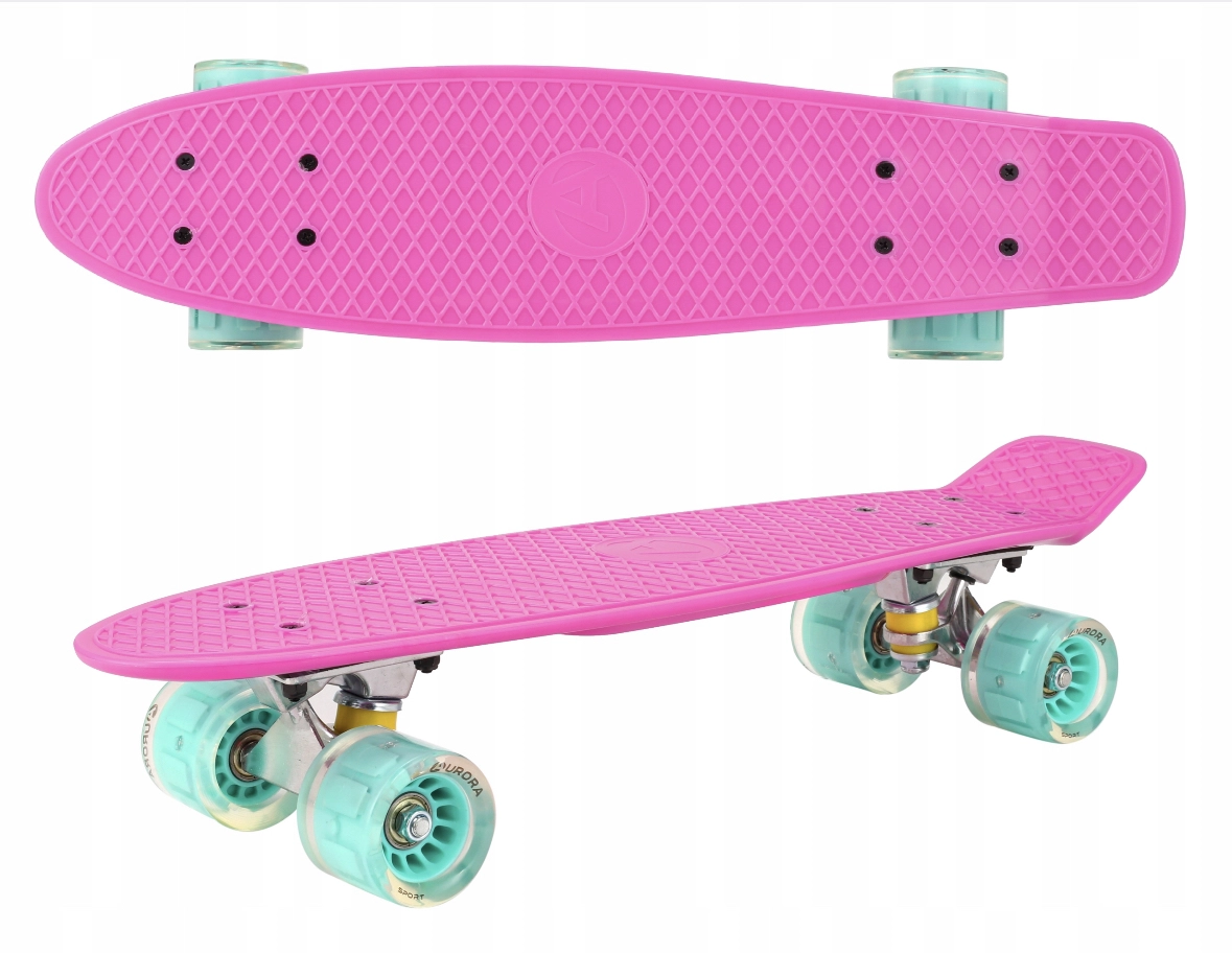 Plastikový penny board se svítícími kolečky Pink Mint