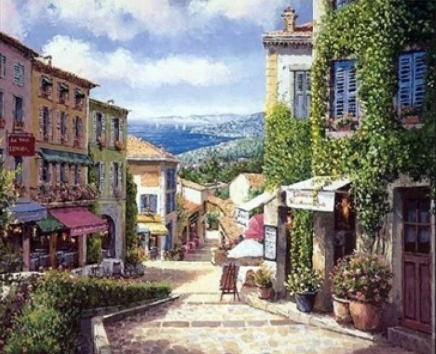 Norimpex Malování podle čísel Ulice u moře 40 × 50 cm