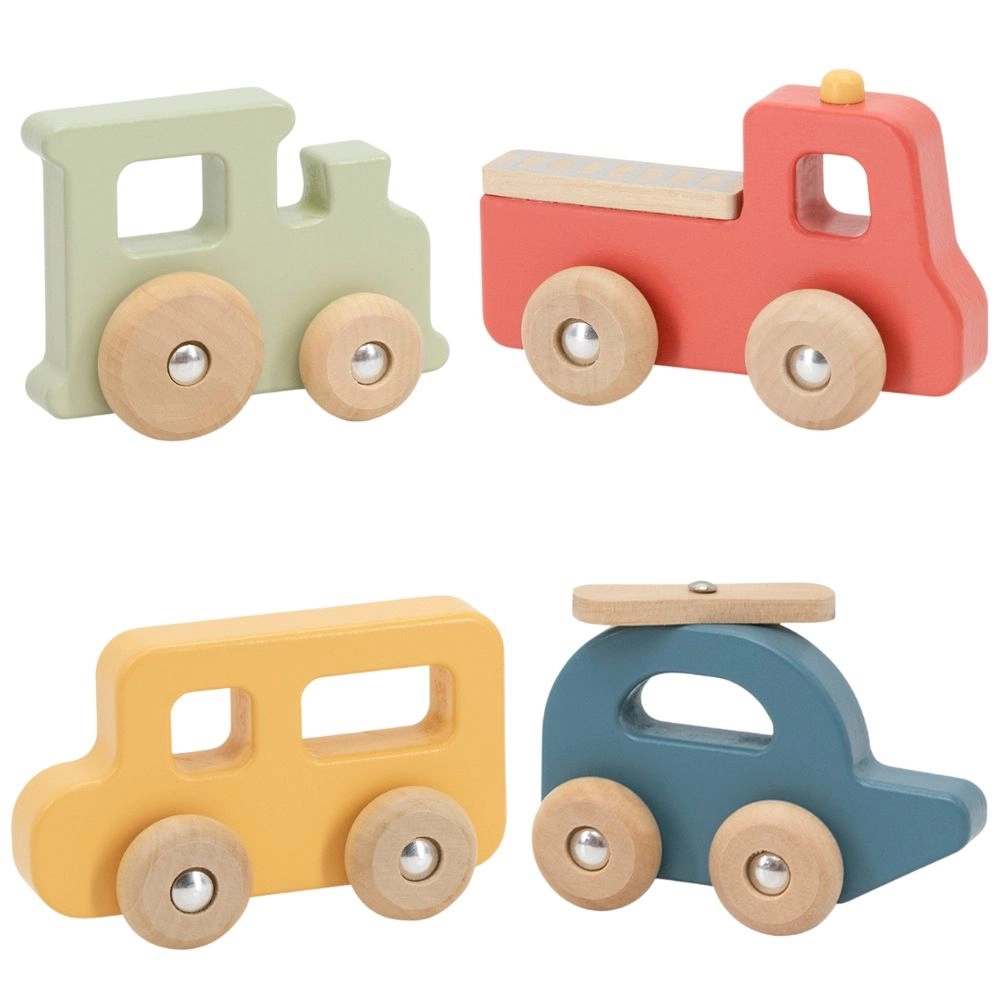 Viga PolarB dřevěná sada barevných vozidel, 4 ks