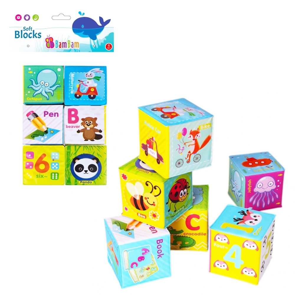 Měkké stavební kostky Bam Bam 6 ks