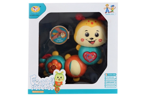 Interaktivní housenka na baterie s melodiemi