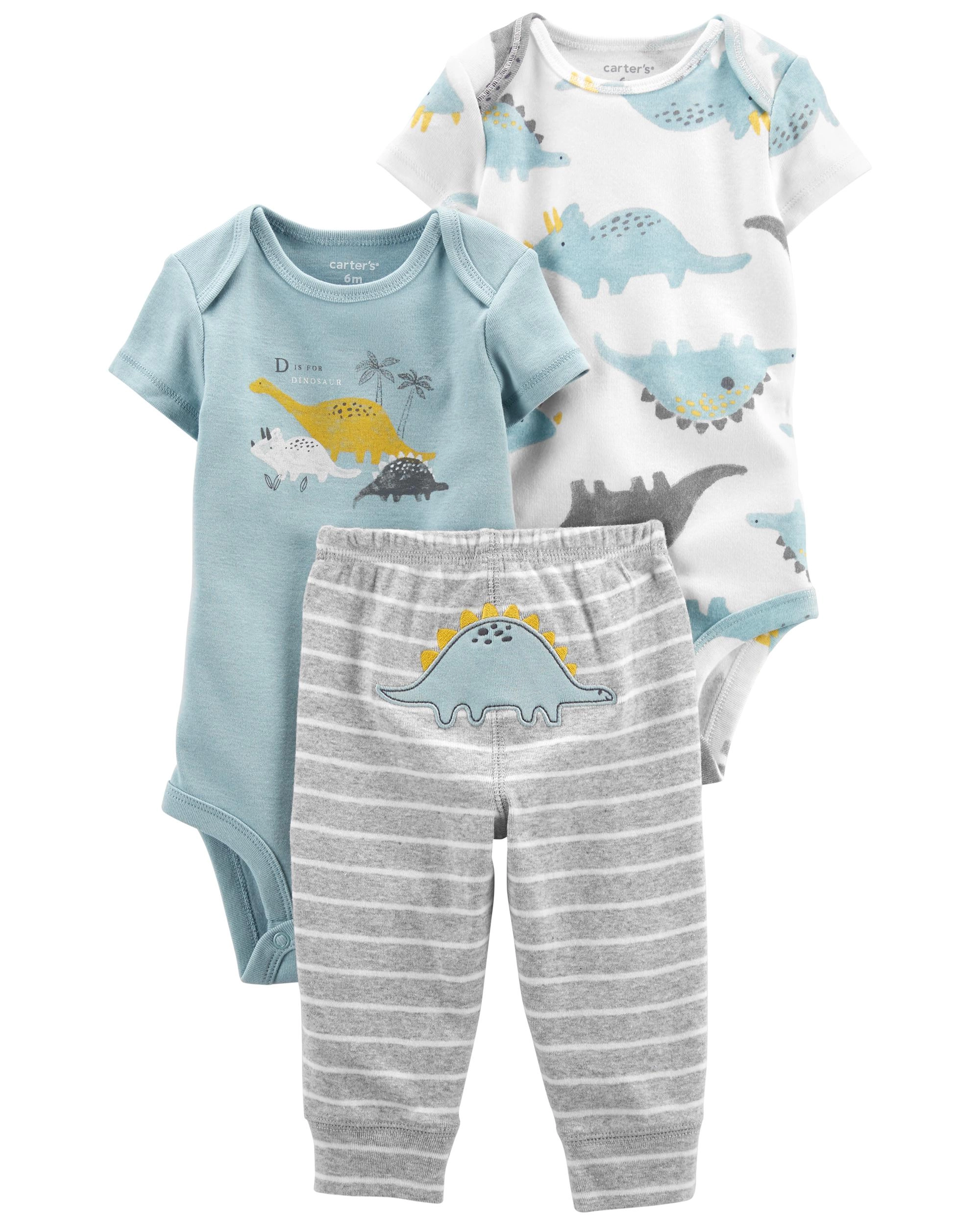 Levně Carter's Set 3dílný body kr. rukáv 2 ks tepláky Blue Dino kluk LBB