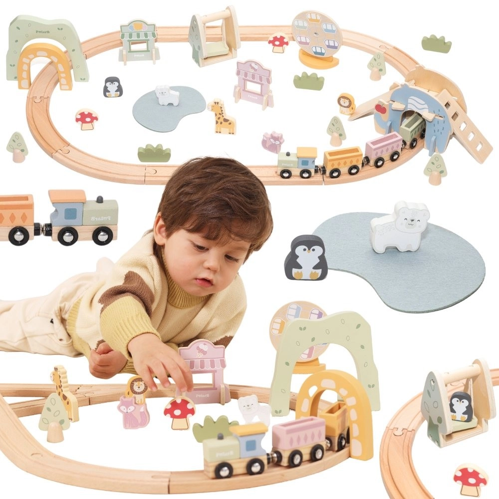 Viga dřevěná vláčkodráha 62 dílů