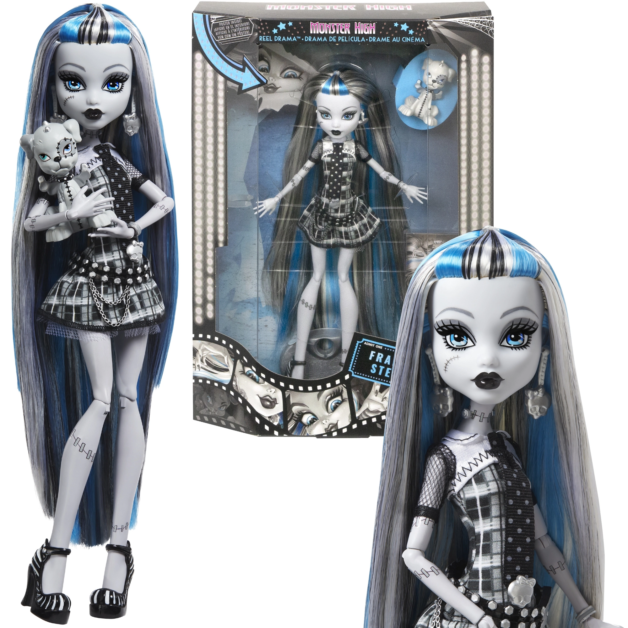Panenka MONSTER HIGH Frankie Stein Reel Drama 26 cm s doplňky
