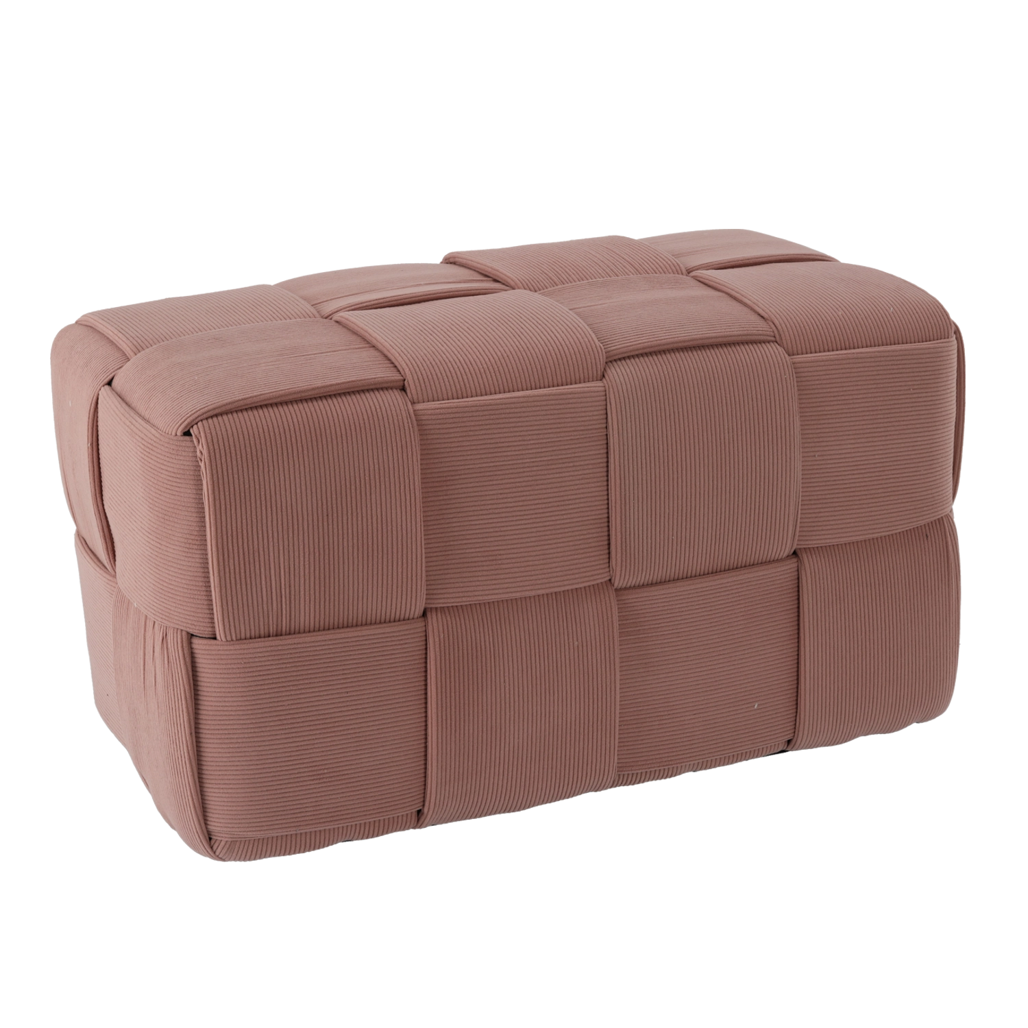 Růžová pletená obdélníková pufa 72 × 38 × 38 cm