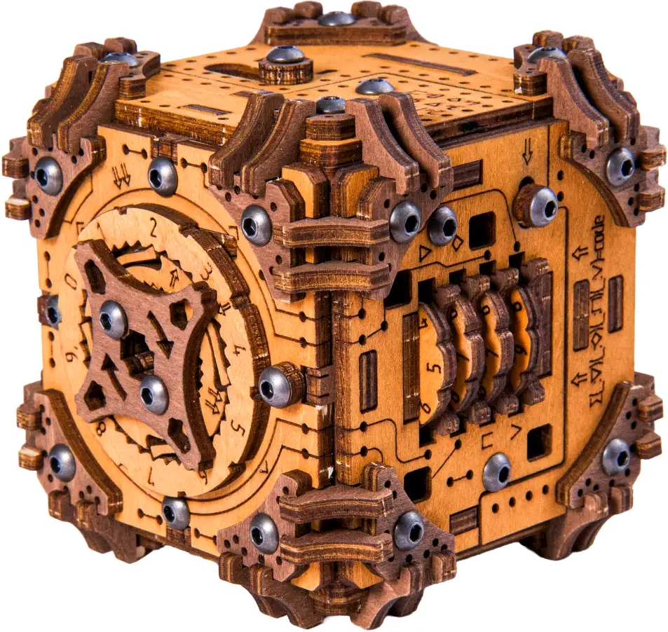 Dřevěná úniková puzzle kostka Tesserakt WOODEN CITY (195 dílků)