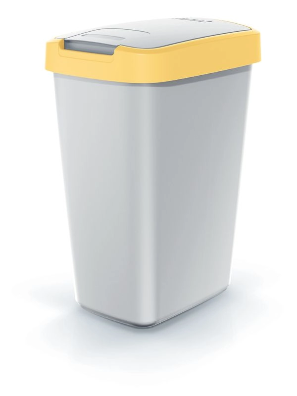 Prosperplast COMPACTA Q popelavý se světle žlutým víkem 12l