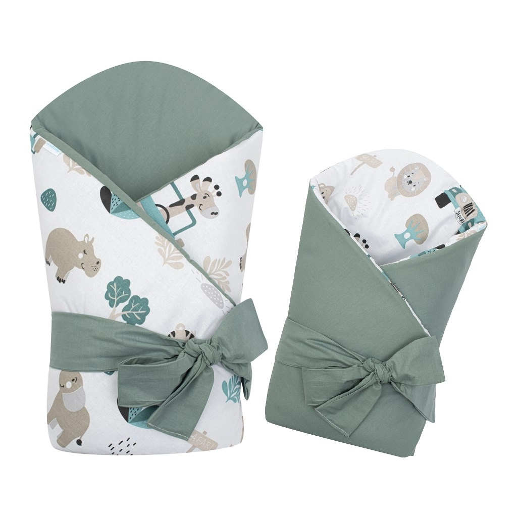 Oboustranná dětská zavinovačka New Baby Safari II 80 × 80 cm mint