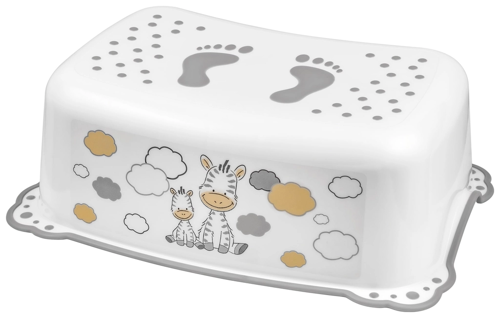 Maltex dětský protiskluzový stupínek Zebra, bílý/šedý