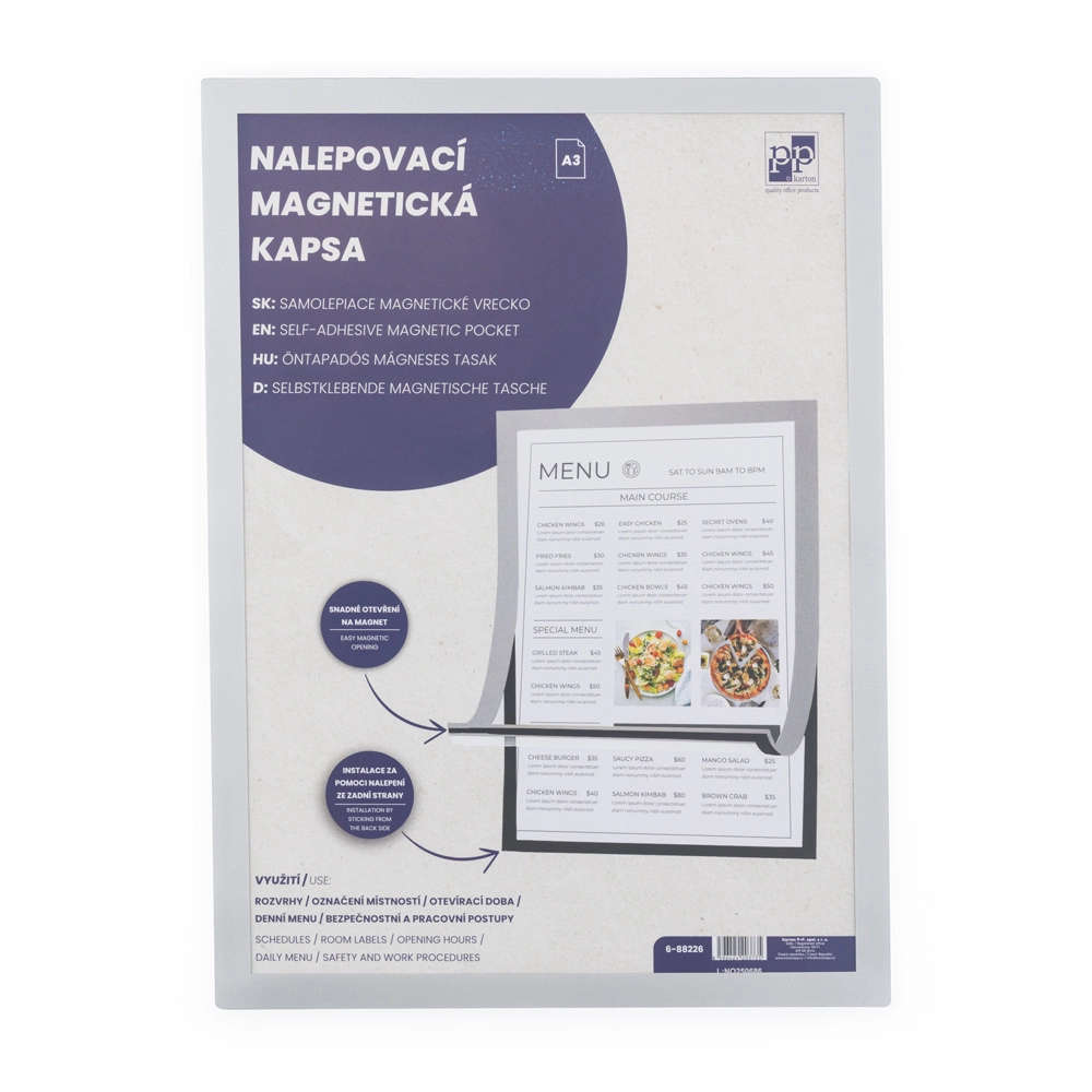 Nalepovací magnetická kapsa A3 stříbrná KARTONPP