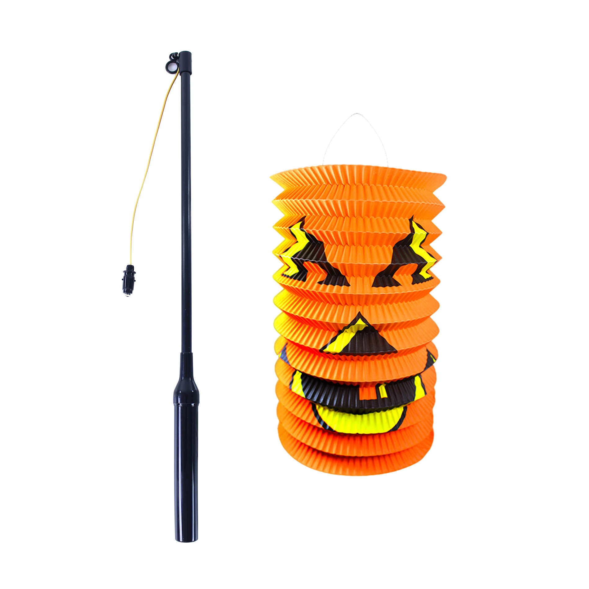 Levně Lampion HALLOWEEN 15 cm se svítící hůlkou 39 cm