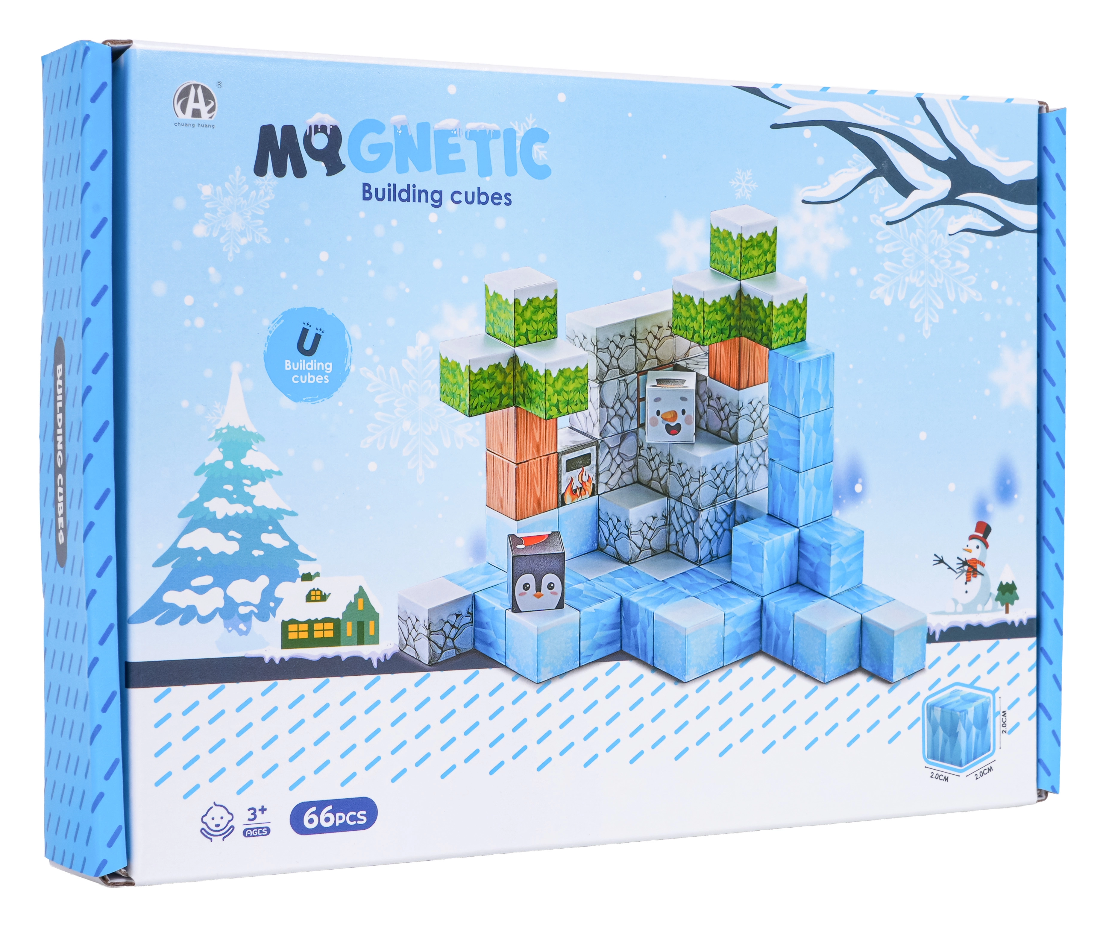 magnetické kostky a kostičky 3D – stavebnice 66 dílů