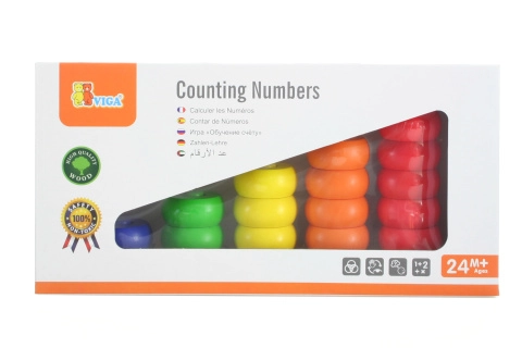 Dřevěné počítadlo s barevnými kroužky VIGA