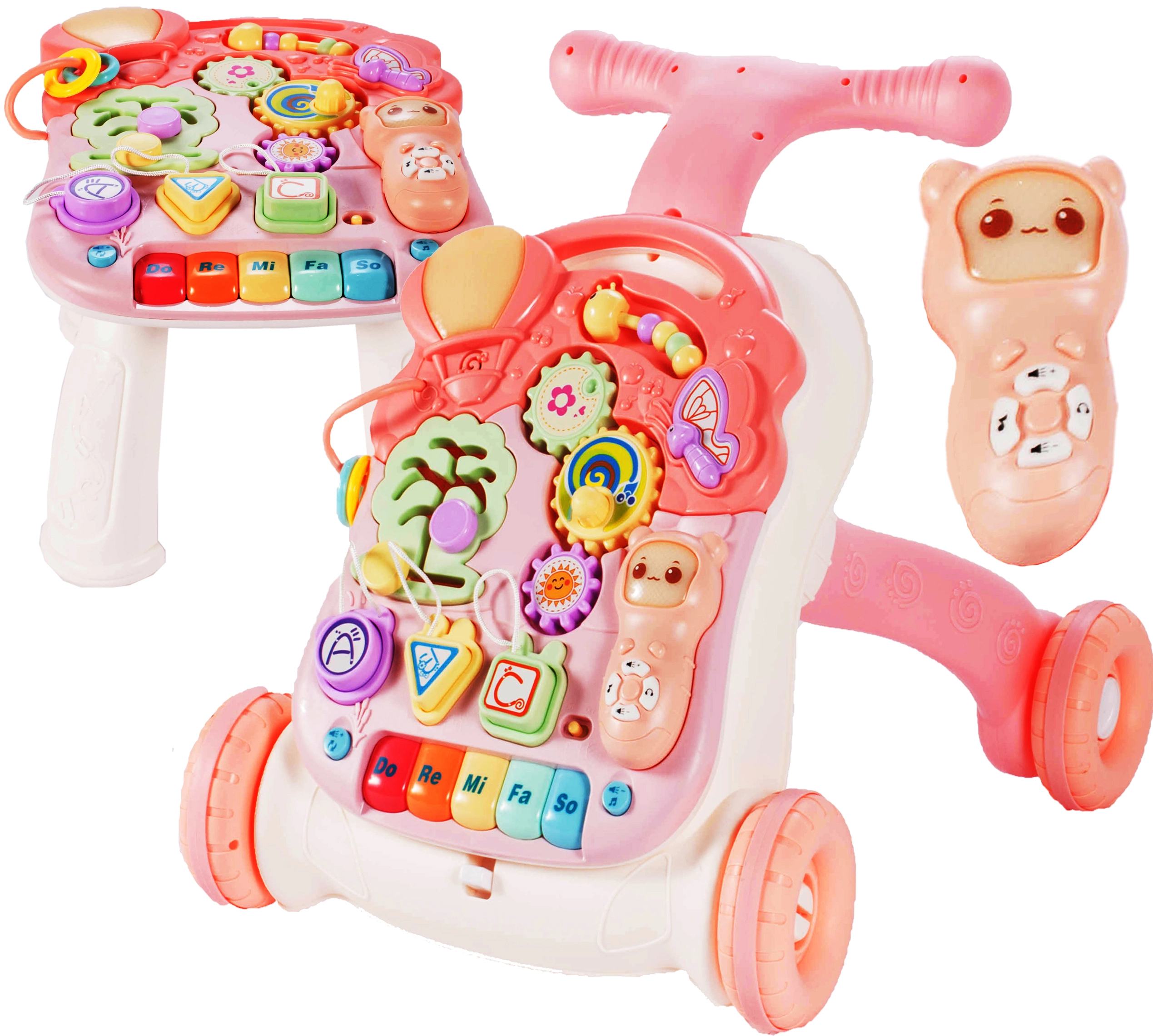 Chodítko pchací 5v1 růžové