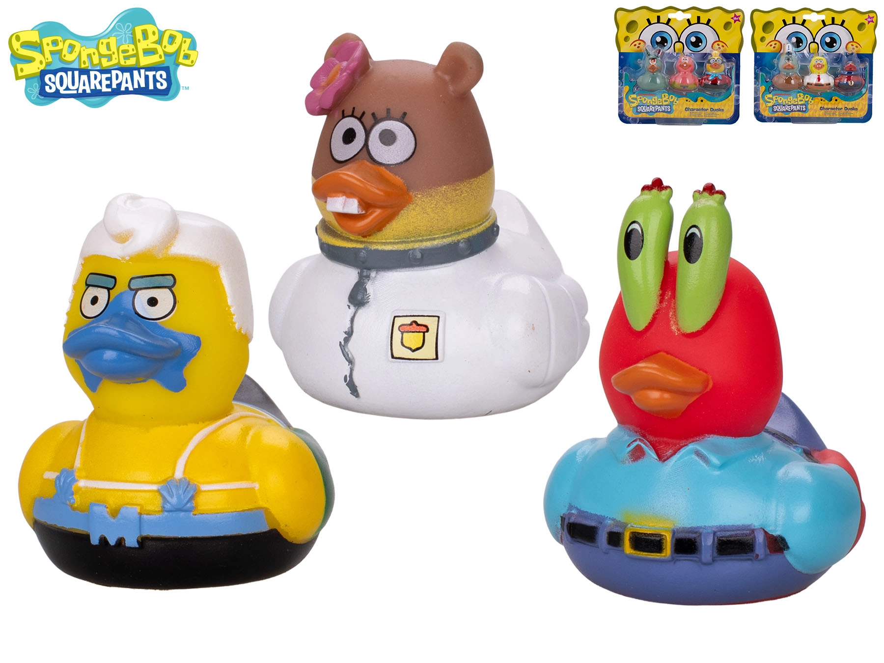 Sada do vany – kačenky SPONGEBOB, Sandy a Squidward (3 ks)