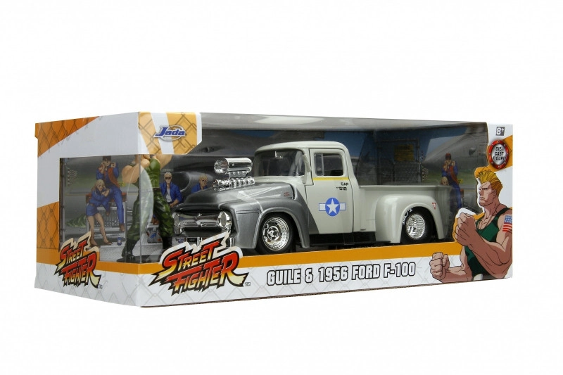 Levně Kovový model 1956 Ford F-100 pickup 1:24 s figurkou STREET FIGHTER – Guile