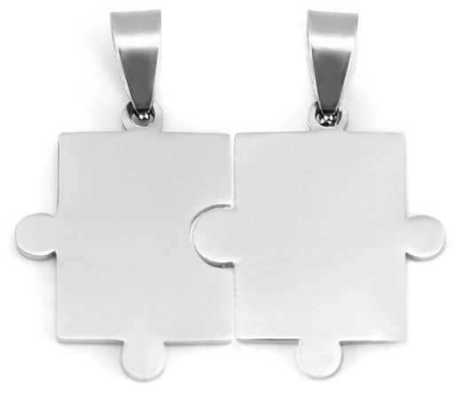 Levně Ocelové partnerské přívěsky Puzzle – hladké, 2 ks