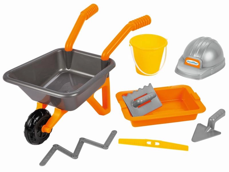 Levně Écoiffier zednické kolečko The Builder Kit s přilbou a pracovním nářadím