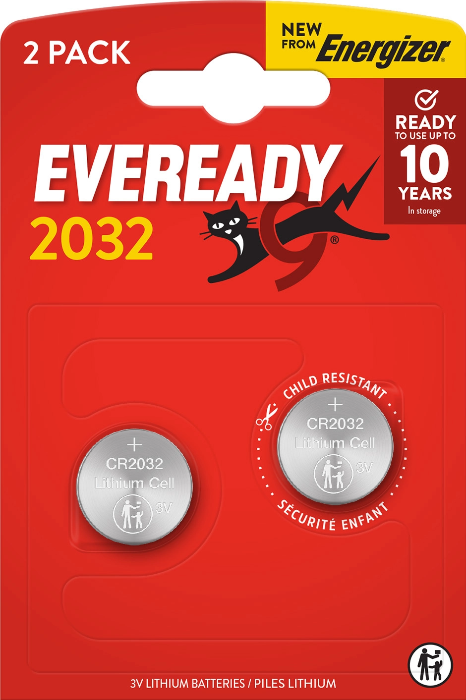 Energizer Eveready lithium baterie CR2032, 3 V, balení 2 ks