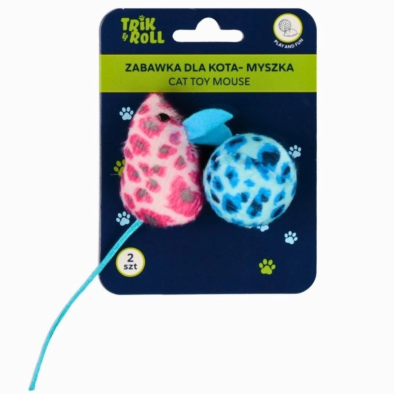 Plyšová myška a míček pro kočku