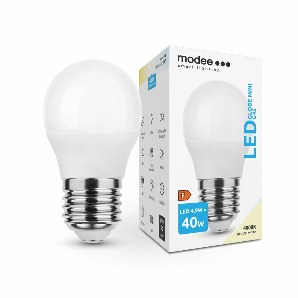 Modee E27 4,9W mini globe LED studená 4000K