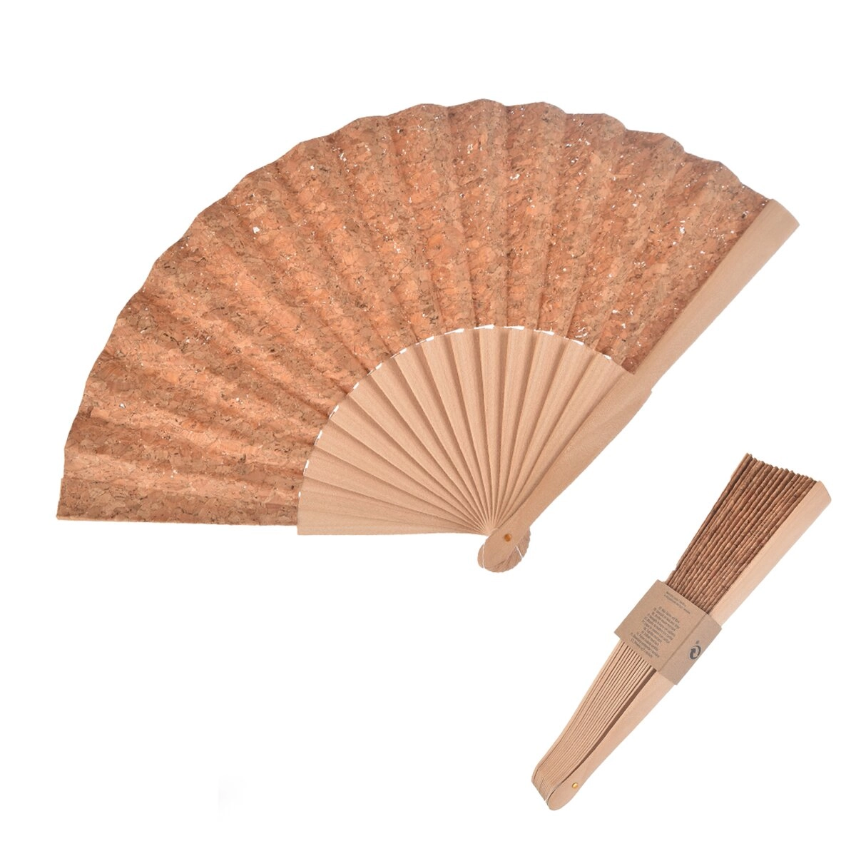 Vějíř z korku a dřeva 23 cm
