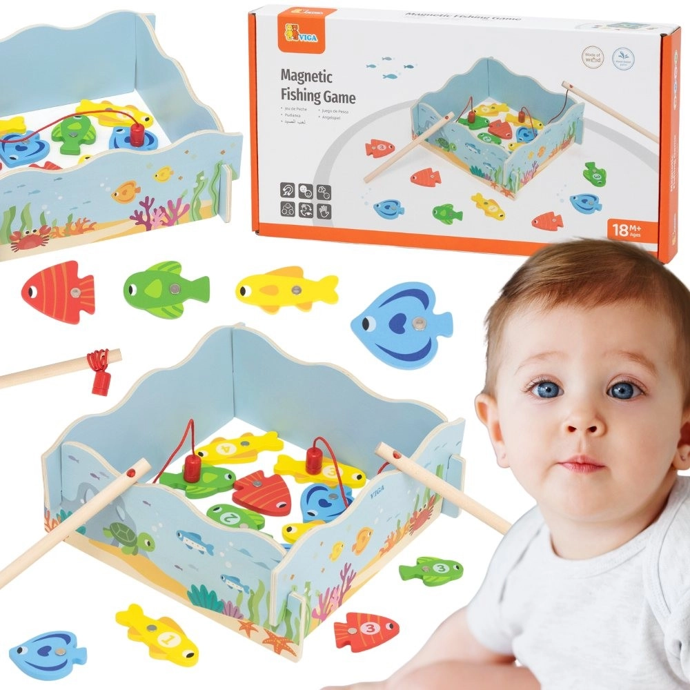 Dřevěná magnetická hra rybaření VIGA