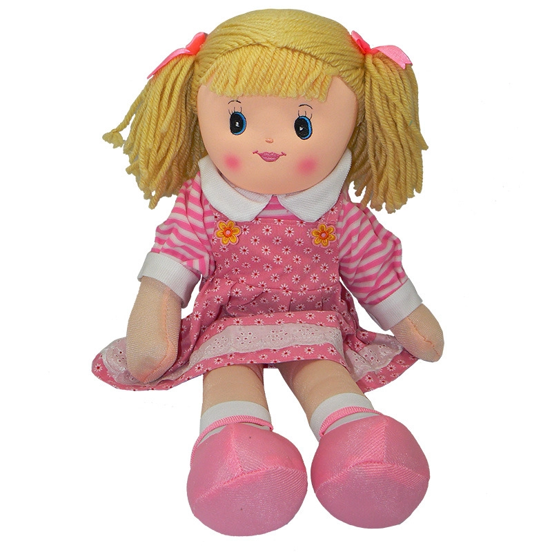 Levně Hadrová panenka s culíky 60 cm