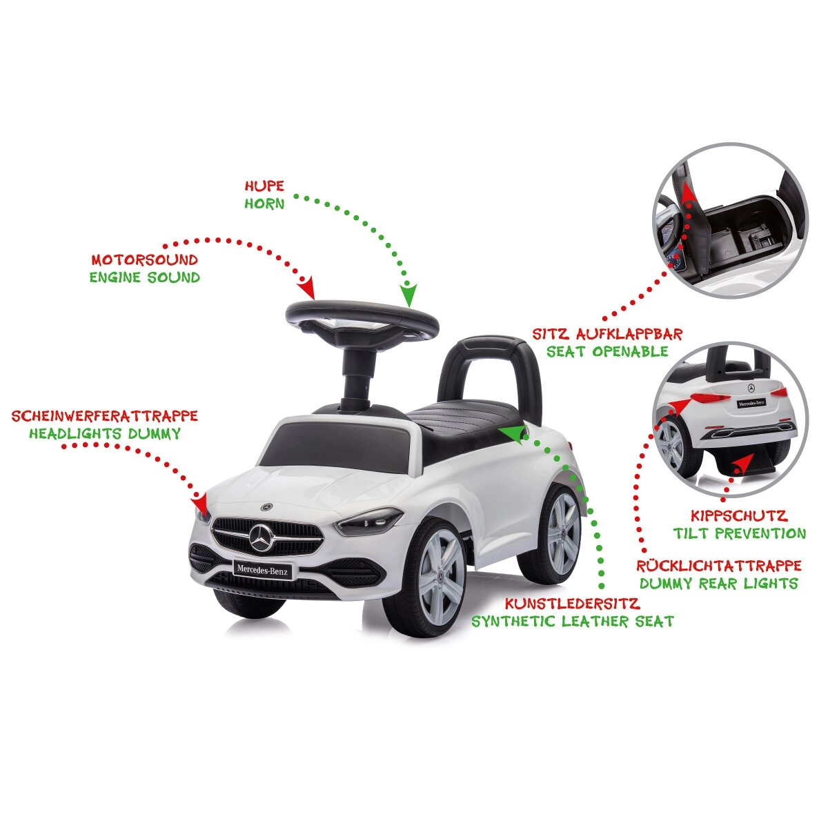 Dětské odrážedlo Mercedes-Benz C-Class 2v1 bílé