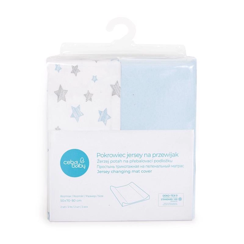 Ceba Baby Potah na podložku 2ks Blue+Blue Stars 50 x 70-80