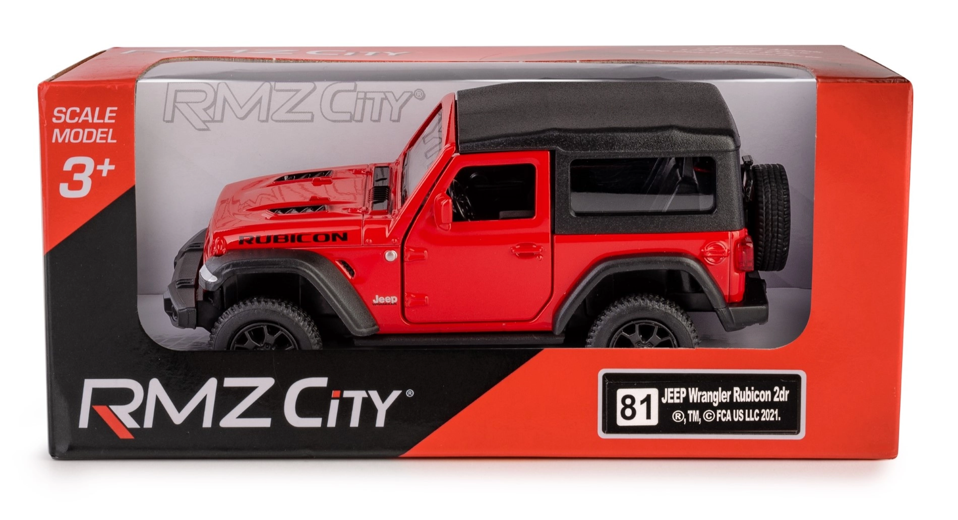 Model auta JEEP Wrangler Rubicon 2021 soft top 1:35 – červený