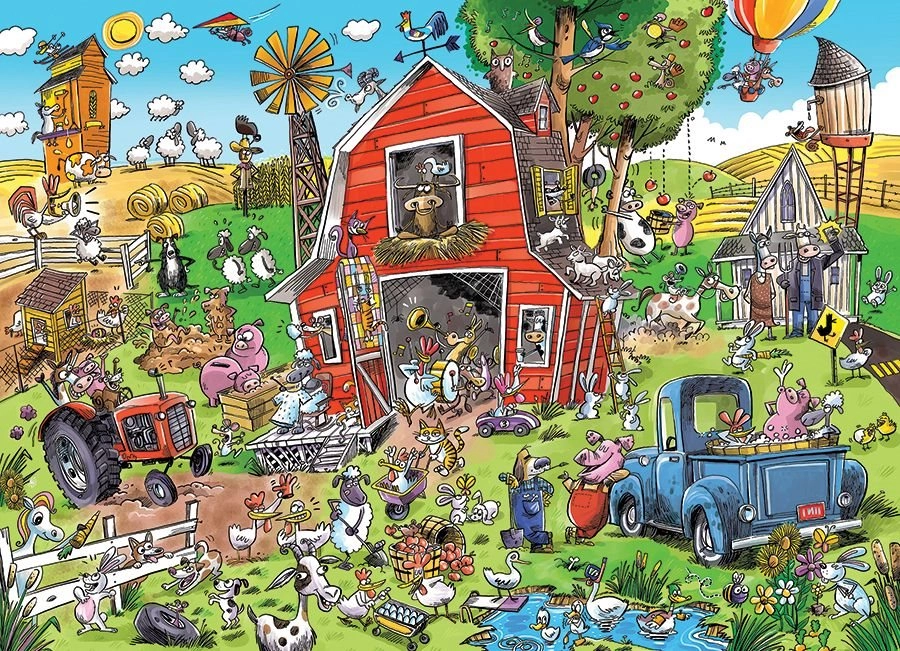 COBBLE HILL Puzzle DoodleTown: Šílená farma 1000 dílků