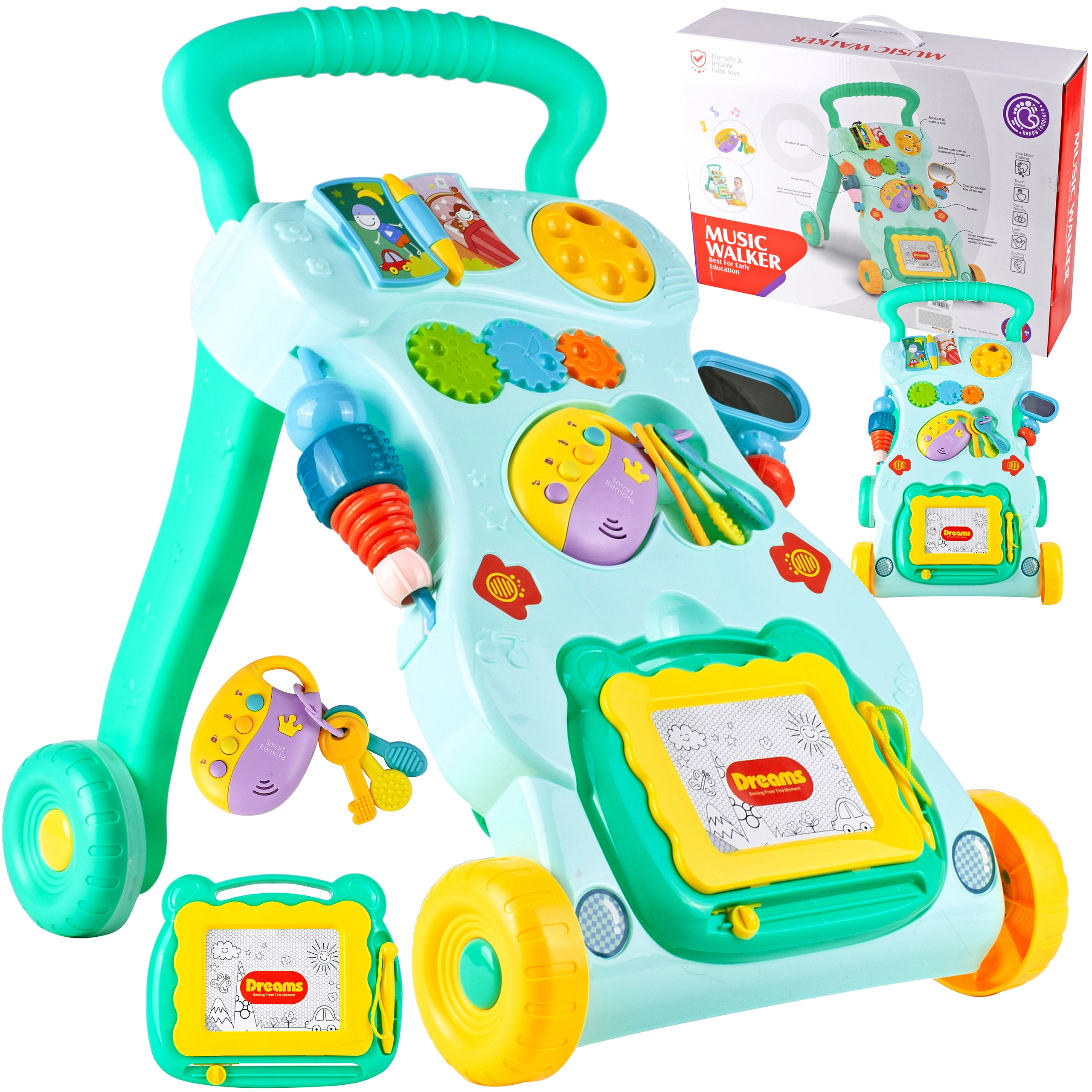 Chodítko se stolkem a klíčky – zelené