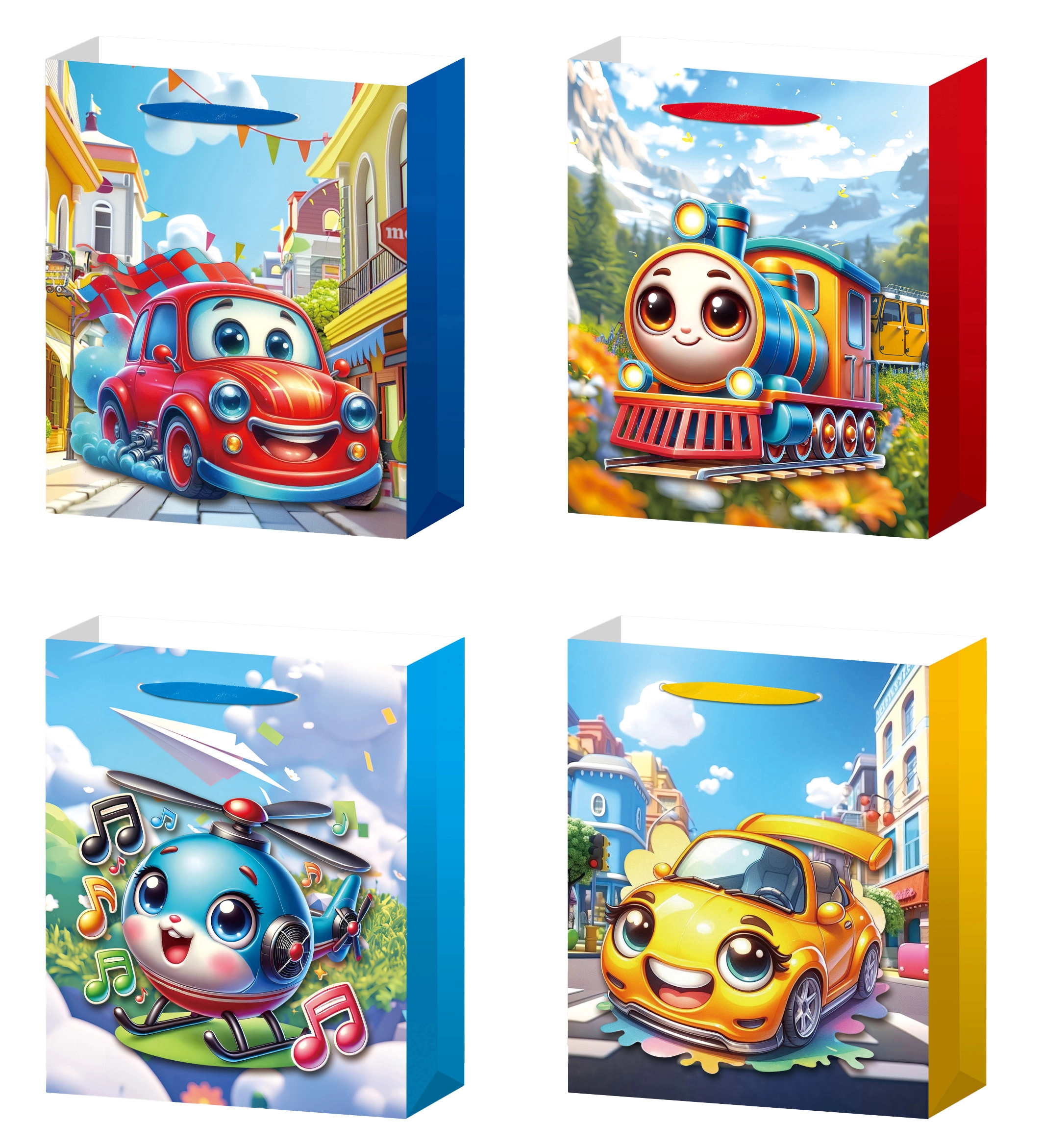 Dárková taška L s veselými dopravními prostředky