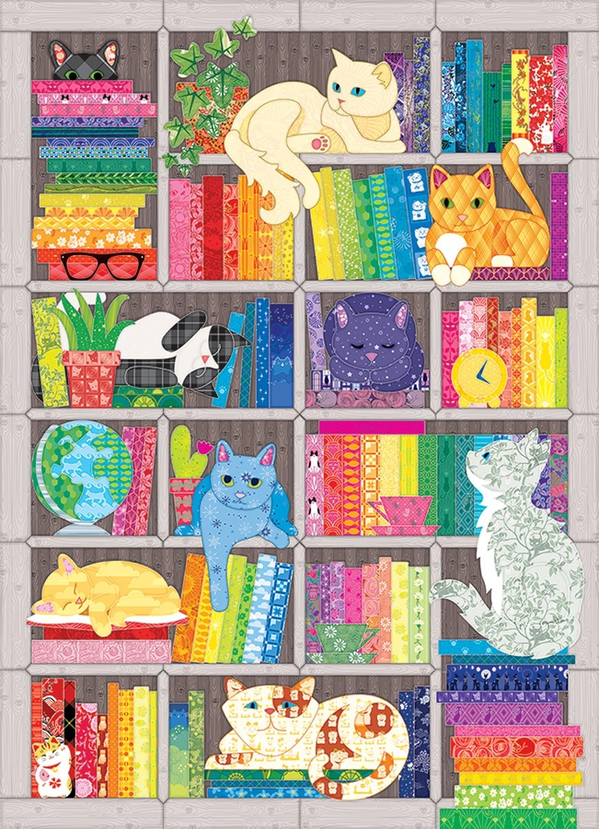 COBBLE HILL Puzzle Vyšívaná deka: Duhové kočky 1000 dílků