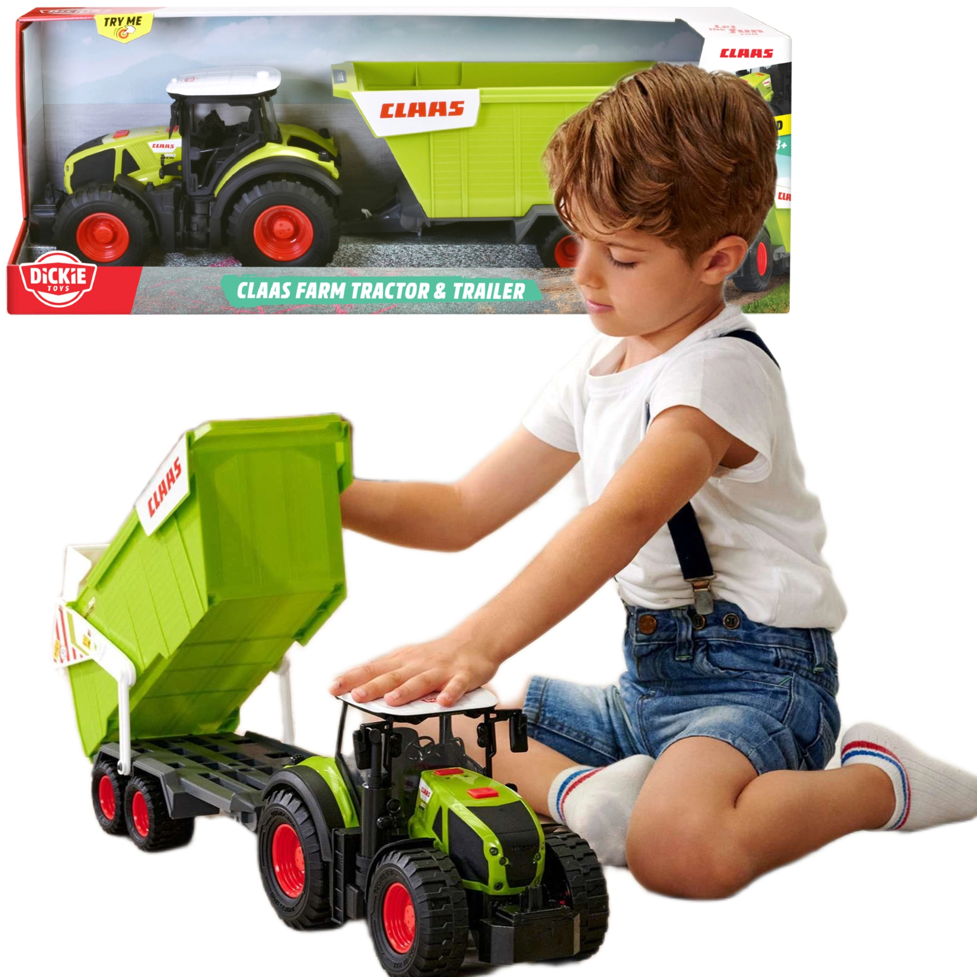 Interaktivní traktor Claas s přívěsem Dickie se světlem a zvukem