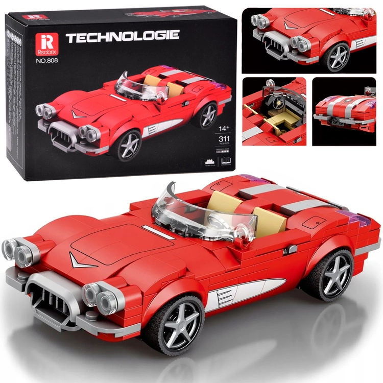 Technické stavebnice retro kabriolet z 50. let – červený
