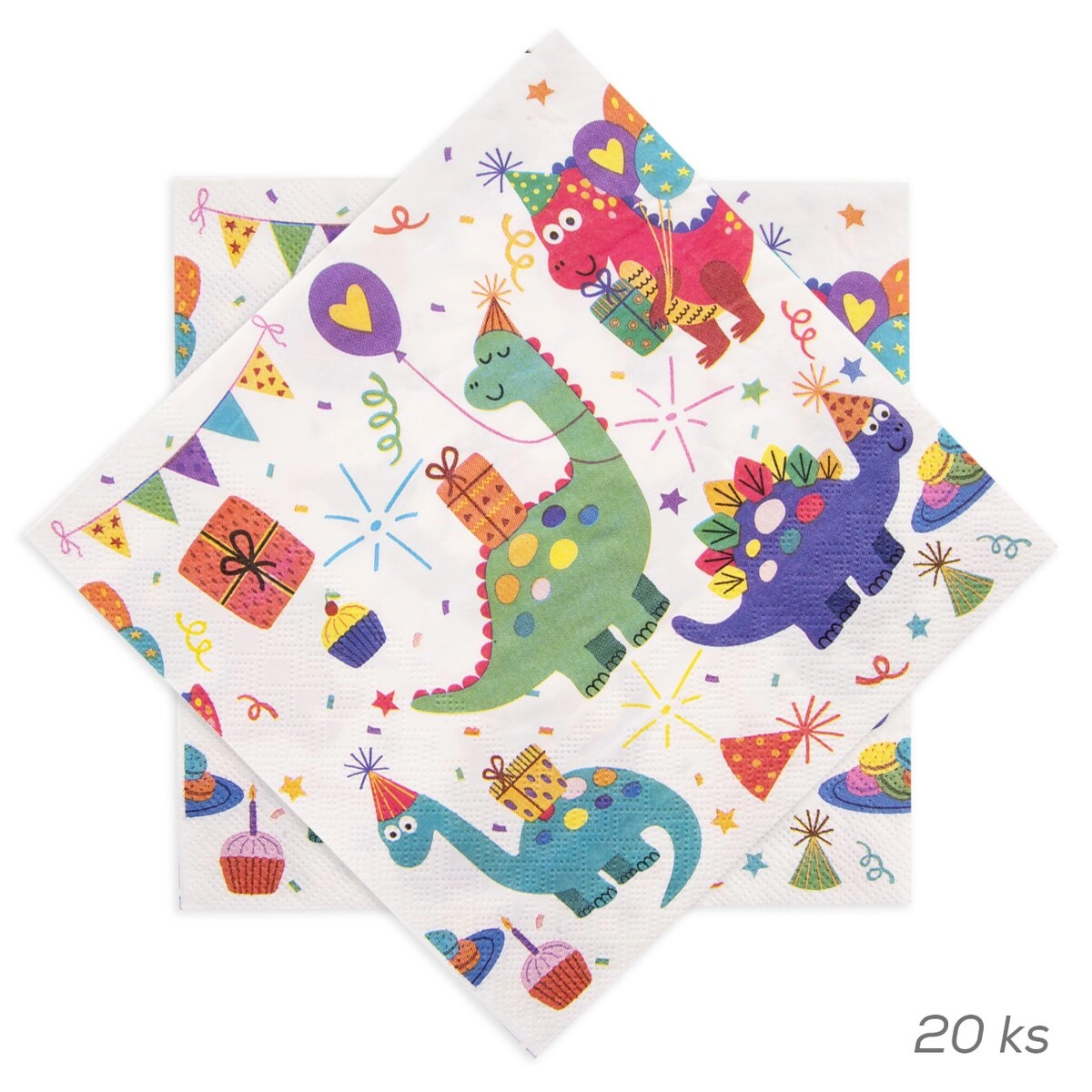 Papírové ubrousky s motivem dinosaurů 33 × 33 cm (20 ks)