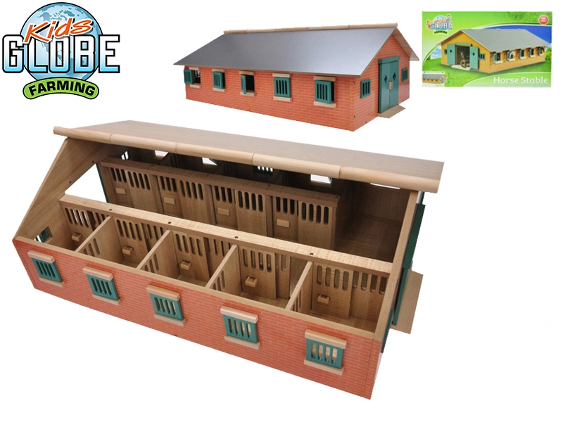 Kids Globe dřevěná stáj pro koně 1:32