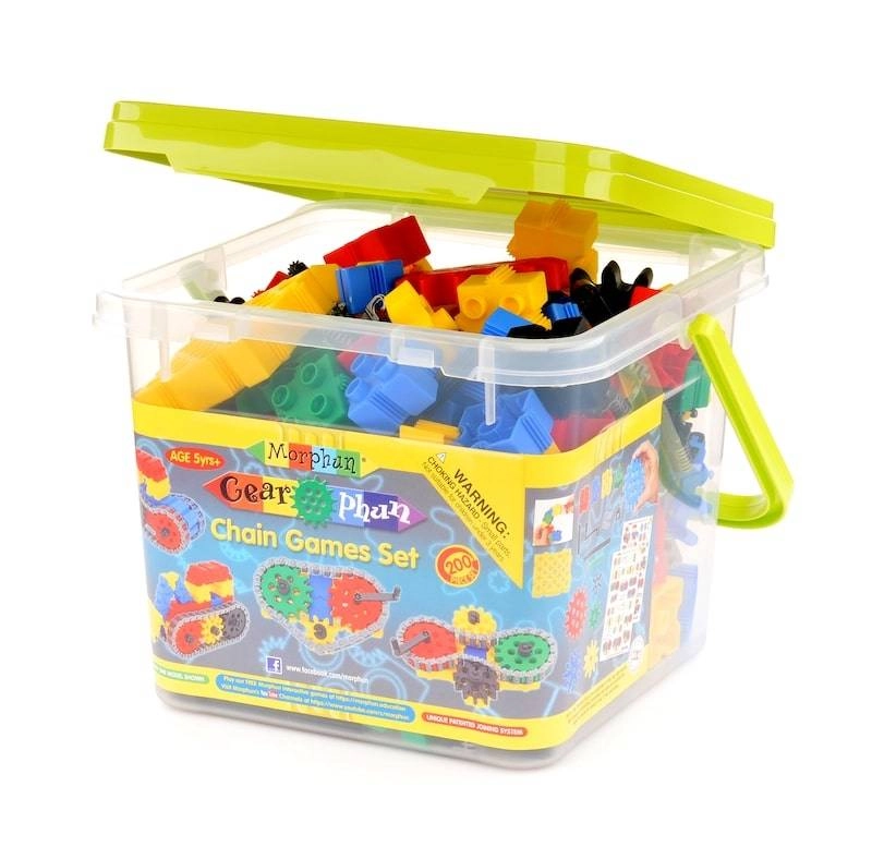 Stavebnice MORPHUN GearPhun – převody a řetězy, 200 dílků