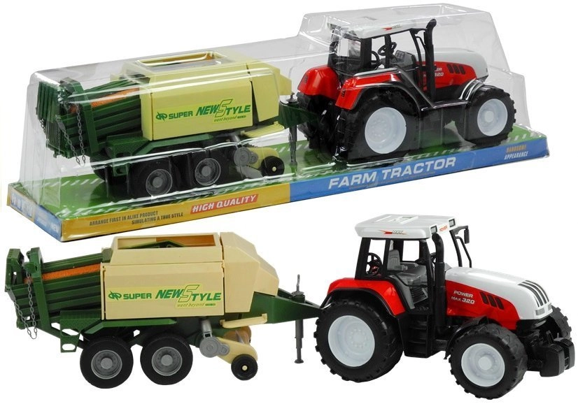 LEANToys Import Velký traktor s přívěsem Zemědělský stroj 65 cm