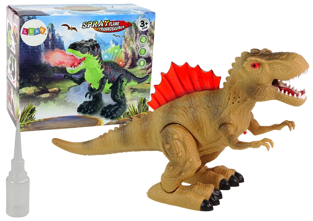Dinosaur Blows Fire Steam Lights Baterie Brown