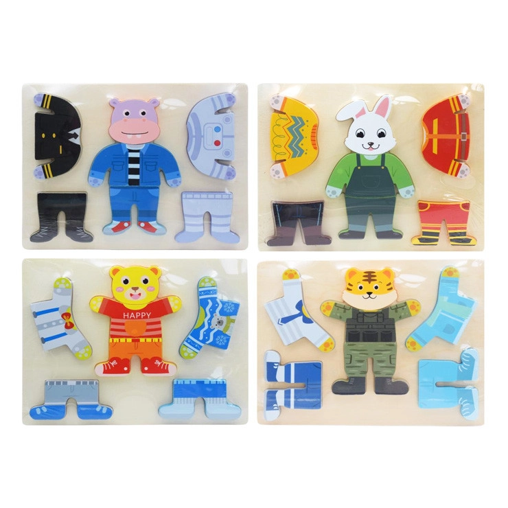 dřevěná vkládačka – převlékání zvířátka