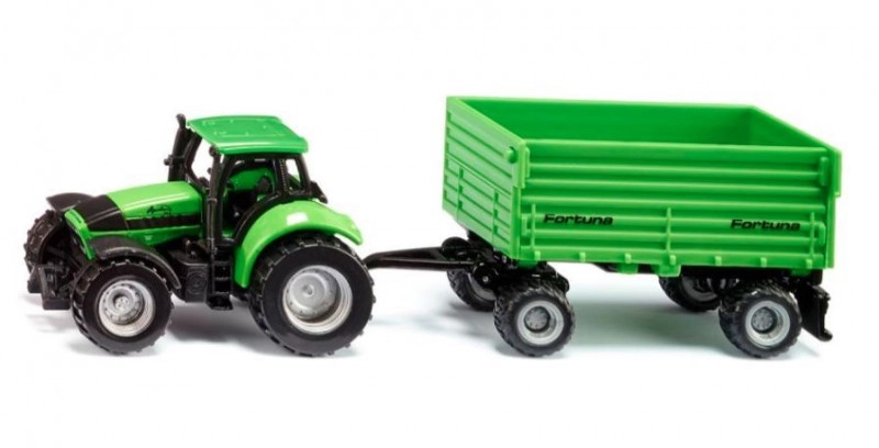 Levně Siku Traktor Deutz-Fahr s dvouosým přívěsem Fortuna