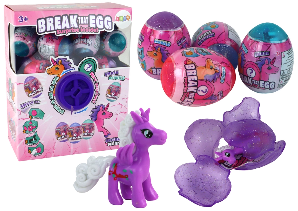 Levně LEAN Toys Cracking Glitter Egg Unicorn Draw Colorful Shell 12 ks