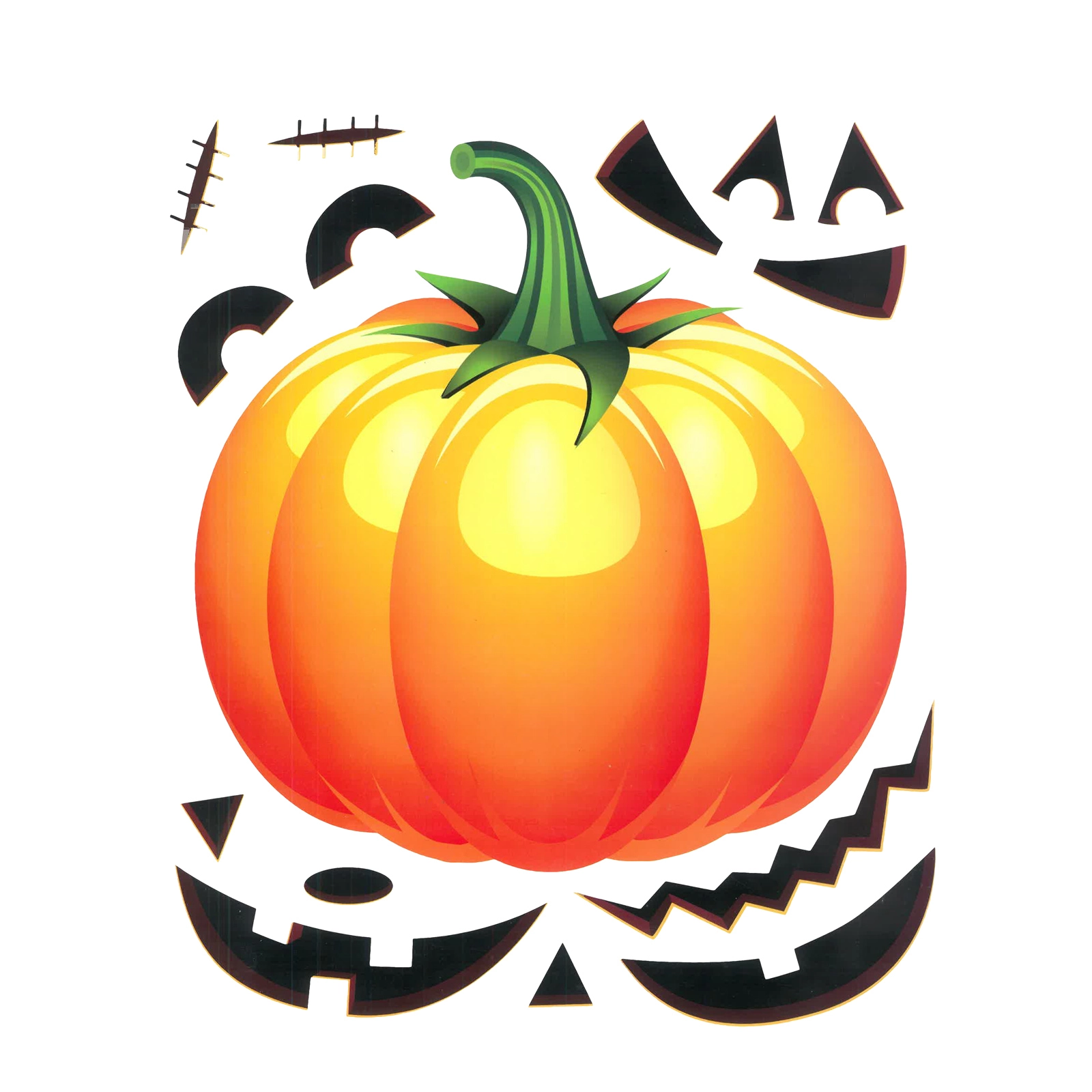 Halloweenské okenní samolepky dýně – 15 dílů