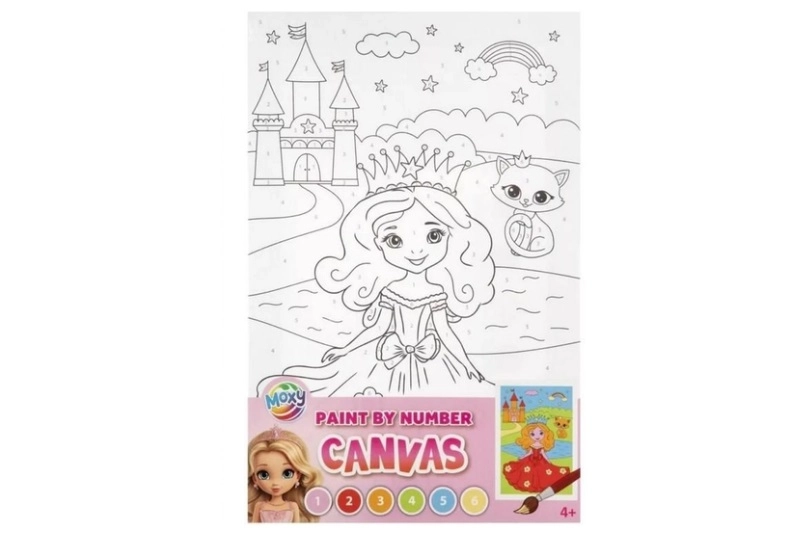 Malování podle čísel pro děti – princezna u zámku 30 × 19 cm