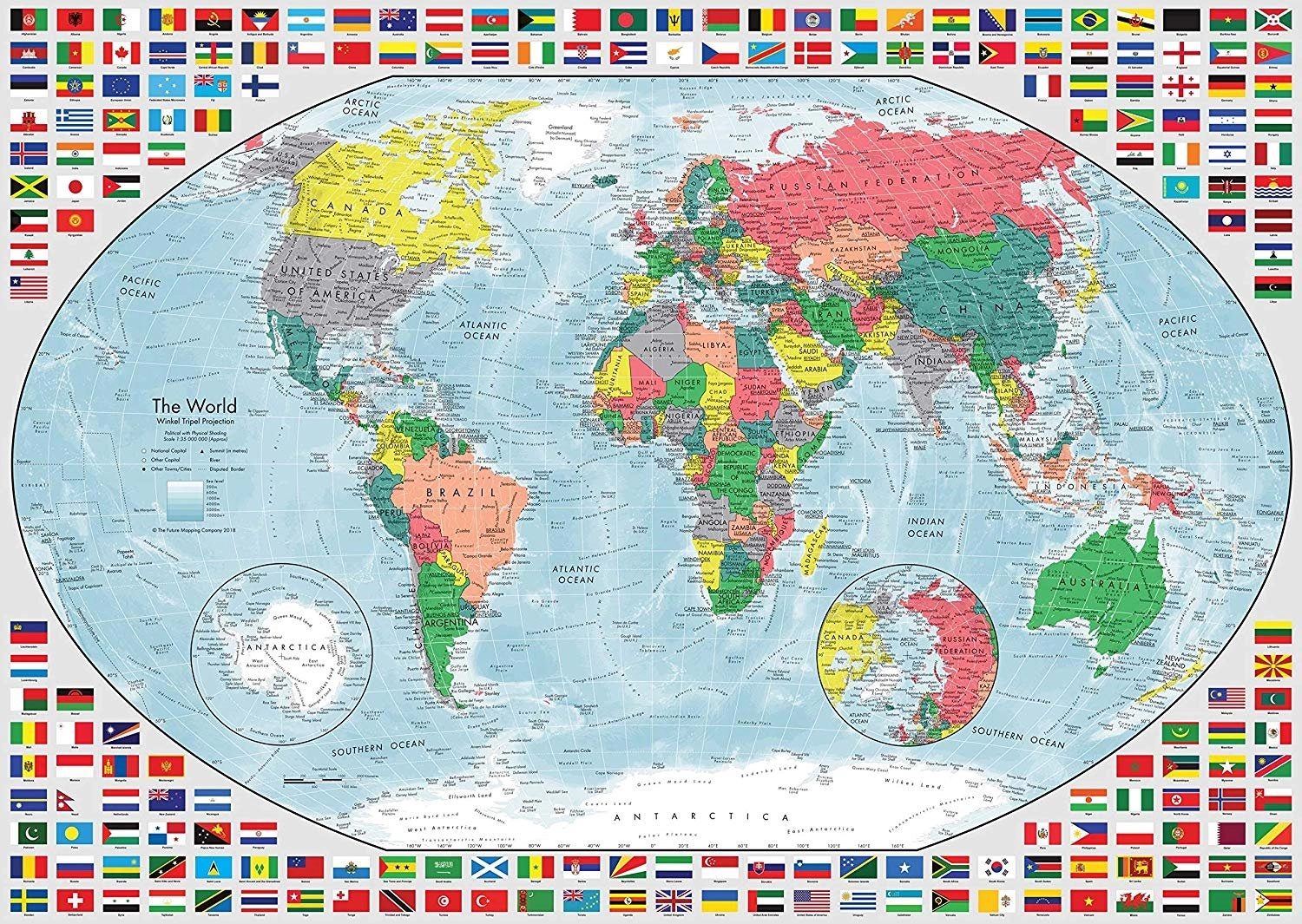 Puzzle barevná mapa světa 1000 dílků