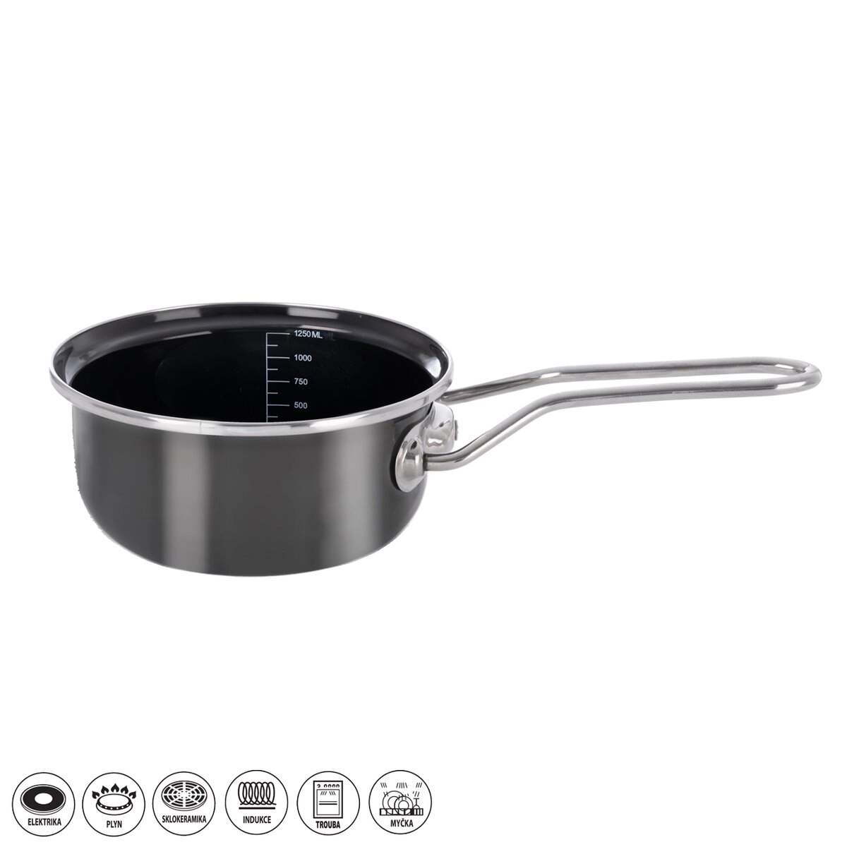 Smaltovaný rendlík METALIC s lemem 18 cm