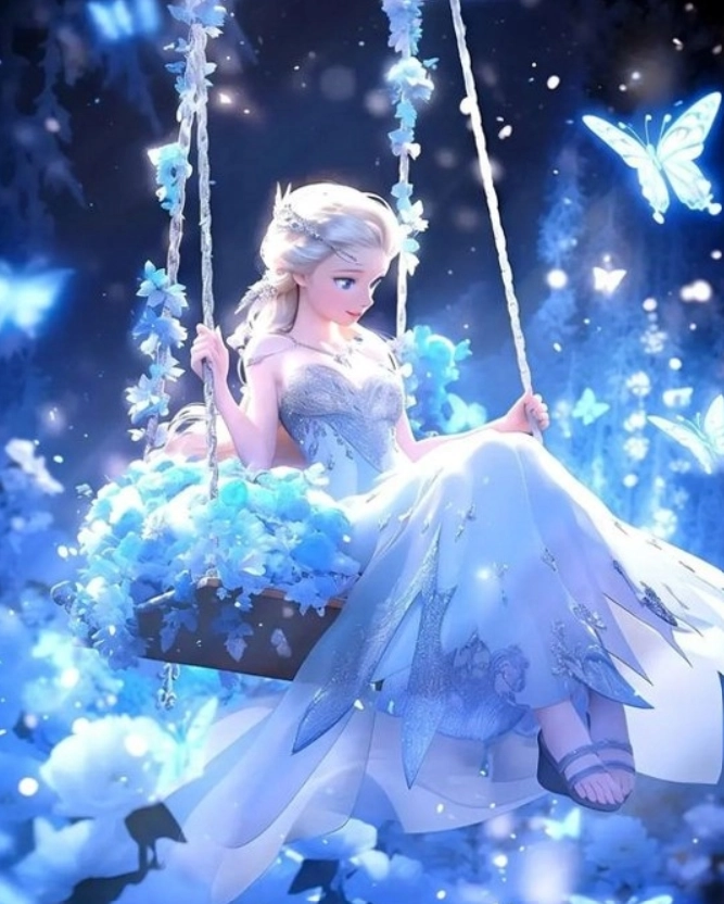 Diamantové malování Elsa na houpačce